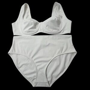 SKIMS Shaping Swim Underwire‎ Top + High Waist Bottom Bikini Set Marble 3X